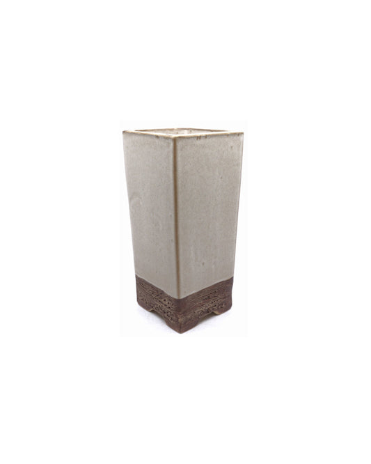 Pot à bonsaï cascade carré crème 11 cm, hauteur 22 cm