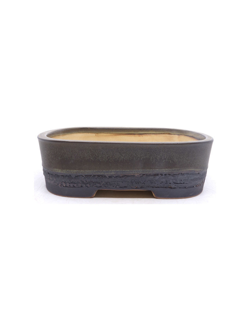 Bonsai pot bruin grijs matte rechthoekig met ronde hoeken 26cm