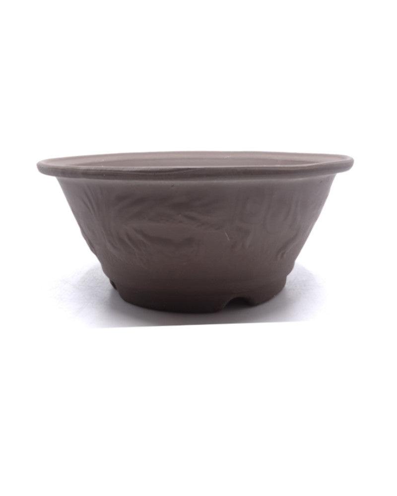 Bonsai pot ongeglazuurd rond draak 28cm