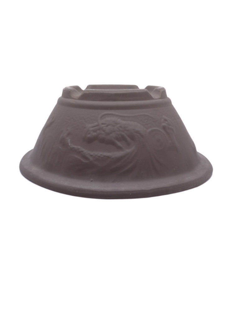 Bonsai pot ongeglazuurd rond draak 28cm