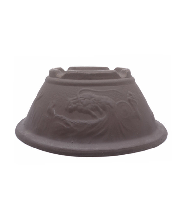 Bonsai pot ongeglazuurd rond draak 28cm