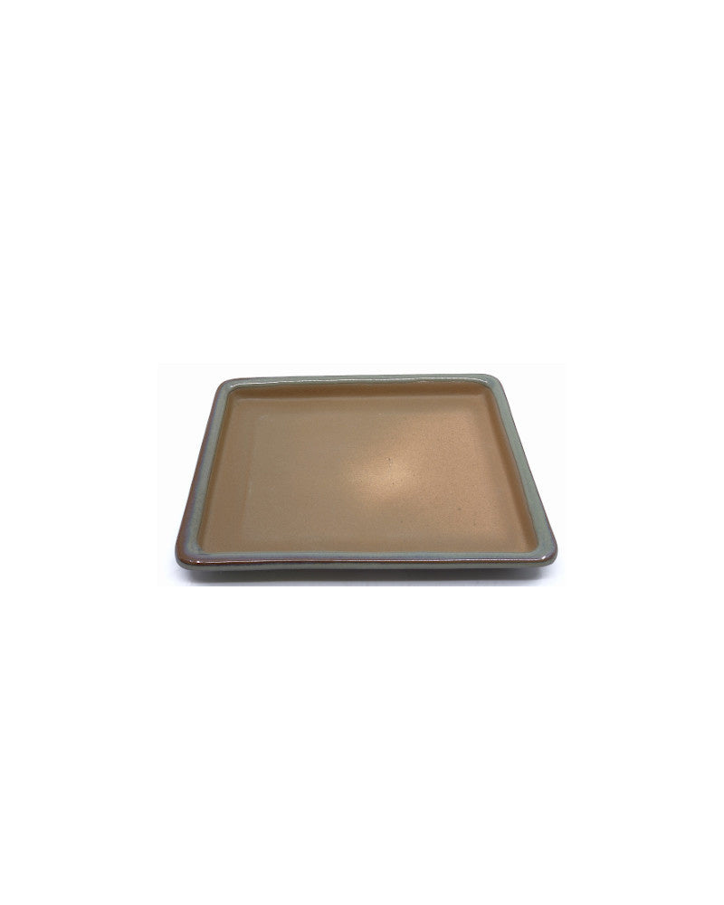 Pot à bonsaï rectangulaire vert beige 12 cm - lot