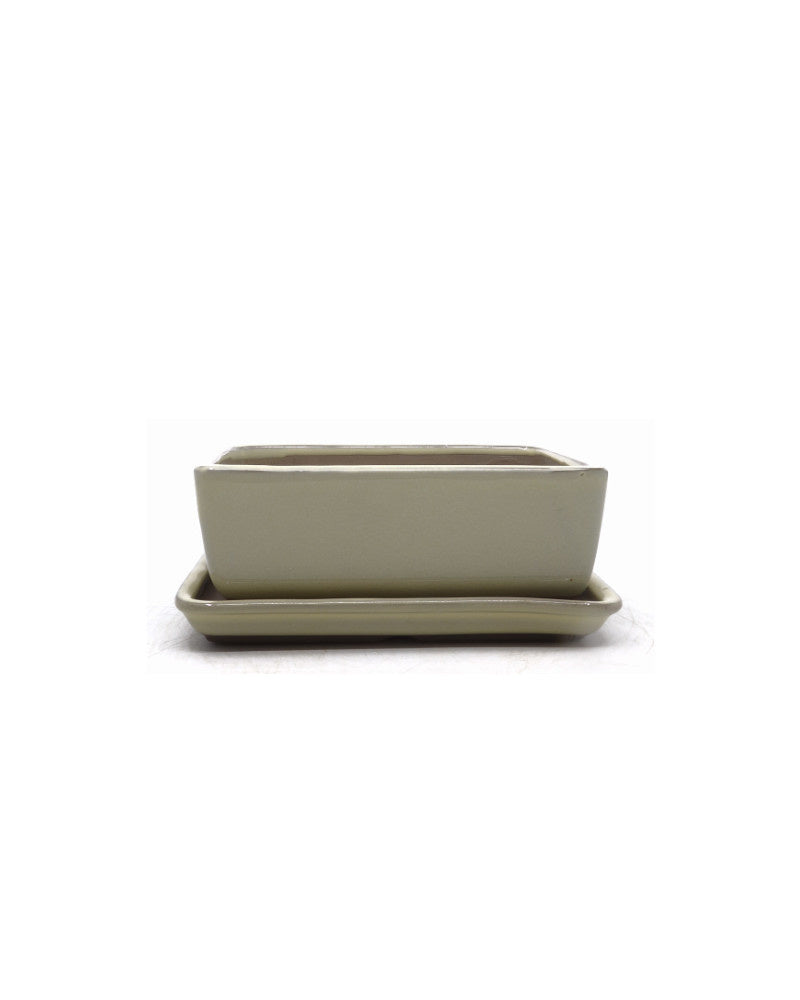 Bonsai pot creme rechthoekig 16cm - set