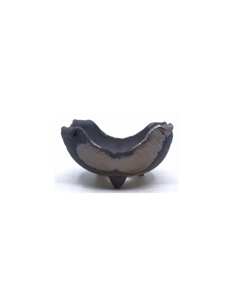 Shohin Bonsai pot handgemaakt bruin met brons accent 12cm