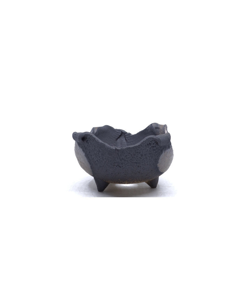 Shohin Bonsai pot handgemaakt bruin met brons accent 12cm