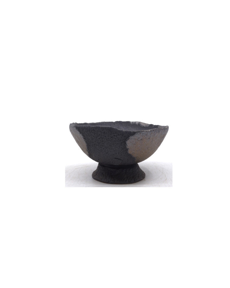 Shohin Bonsai pot handgemaakt bruin met brons accent 13cm