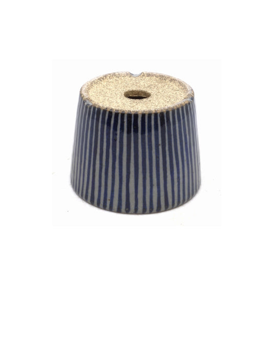 Pot à bonsaï Shohin à rayures bleues peintes à la main, rond, 9 cm