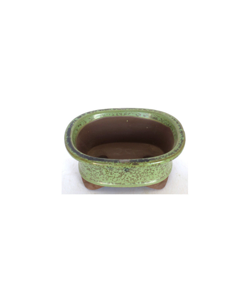 Bonsai pot groen met spikkels ovaal 16cm