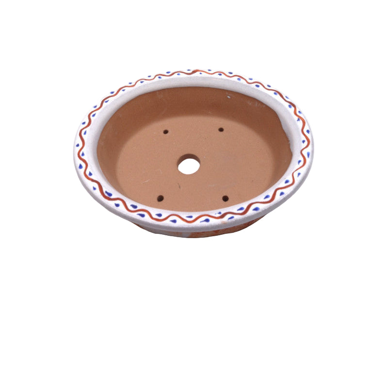 Bonsai pot handgeschilderde landschap roze ovaal 16cm