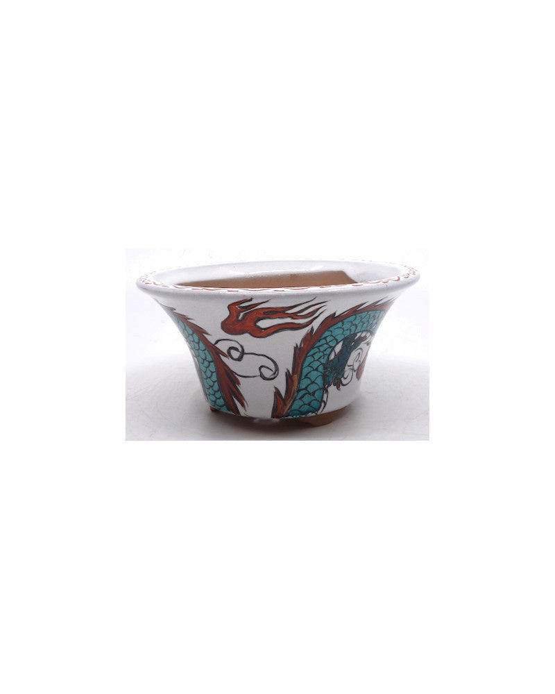 Bonsai pot handgeschilderde draak rond 15cm