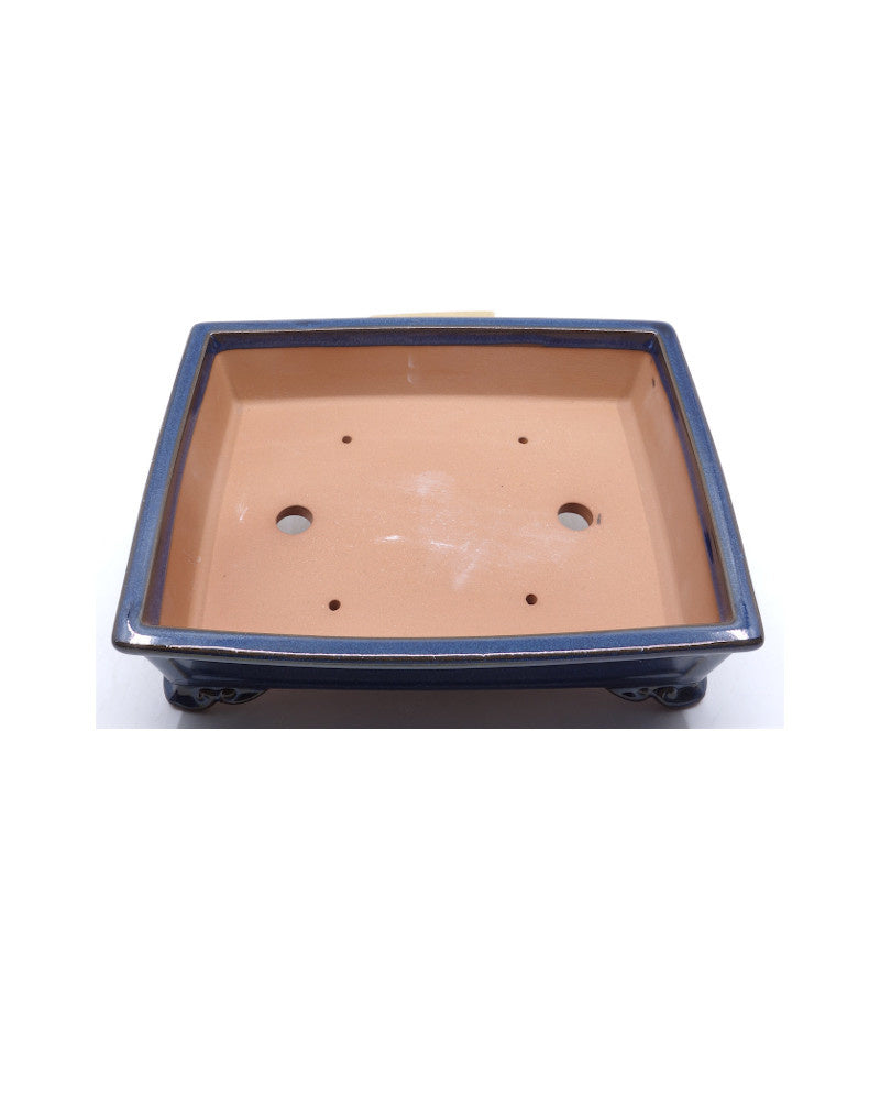 Pot à bonsaï rectangulaire bleu 26 cm