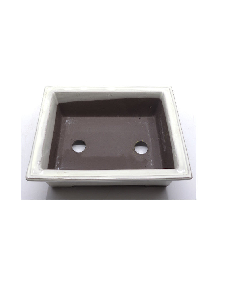 Pot à bonsaï rectangulaire crème 22 cm