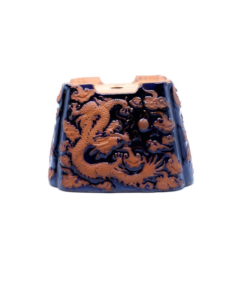 Bonsai pot blauw draak vierkant 21cm