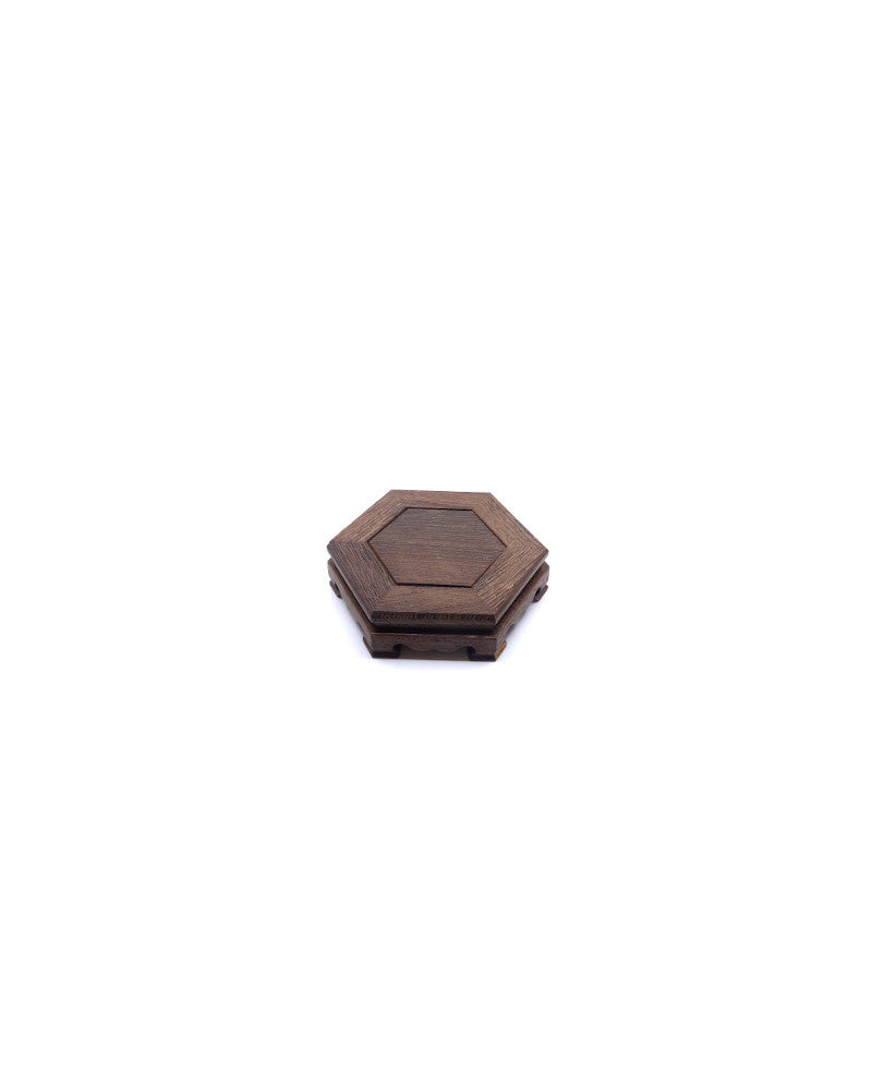 Shohin bonsai tafel hexagon donker bruin 11cm