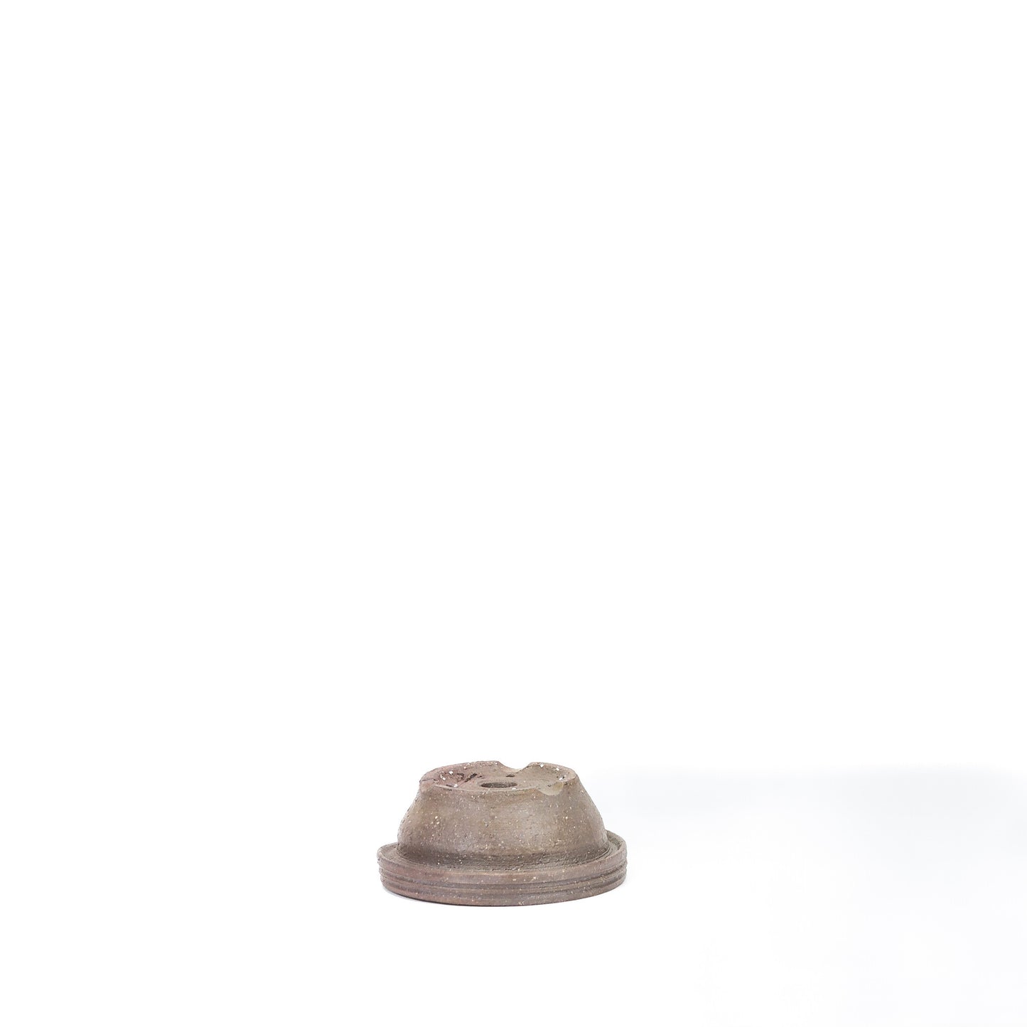 Shohin pot ongeglazuurd met accenten rond 10.2cm