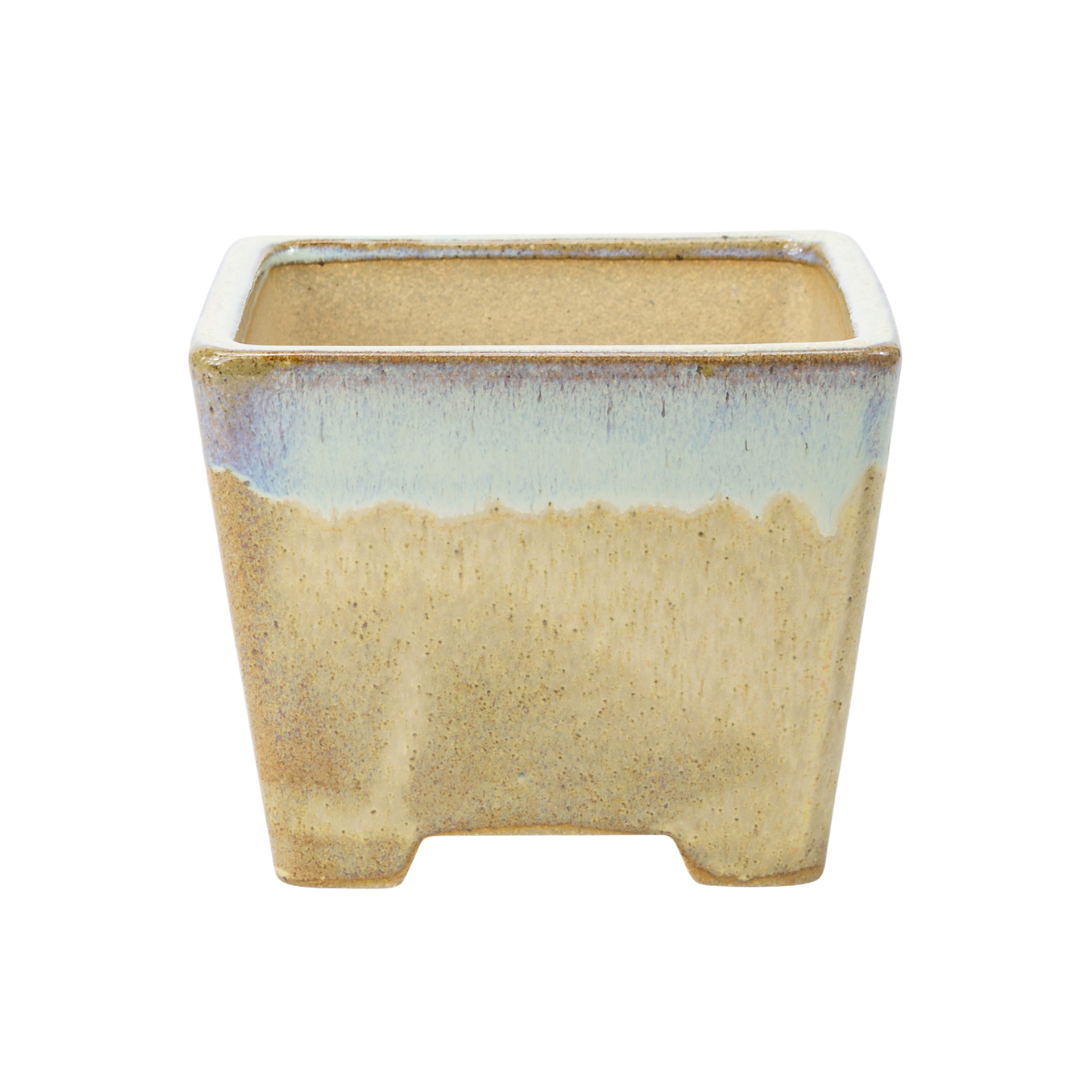Bonsaischale beige quadratisch Halbkaskade 13,7cm