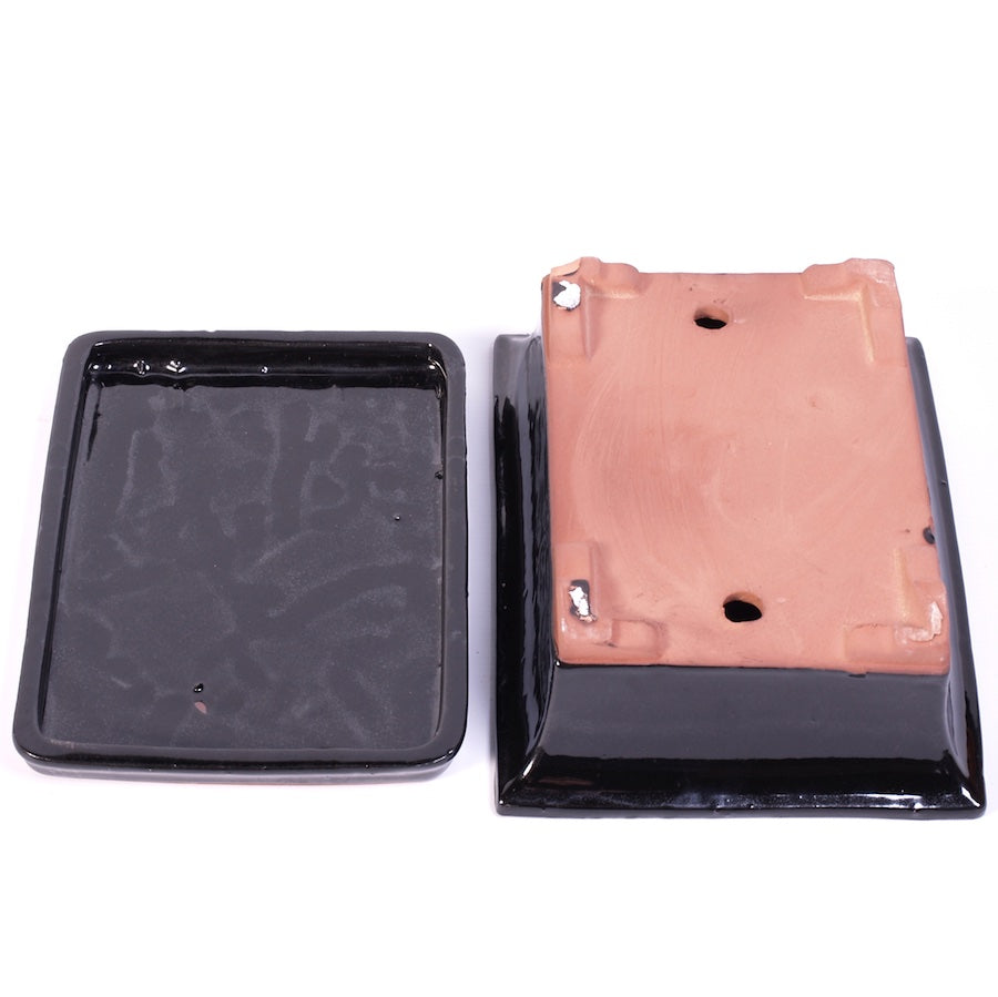 Ensemble de pots rectangulaires noir 28 cm