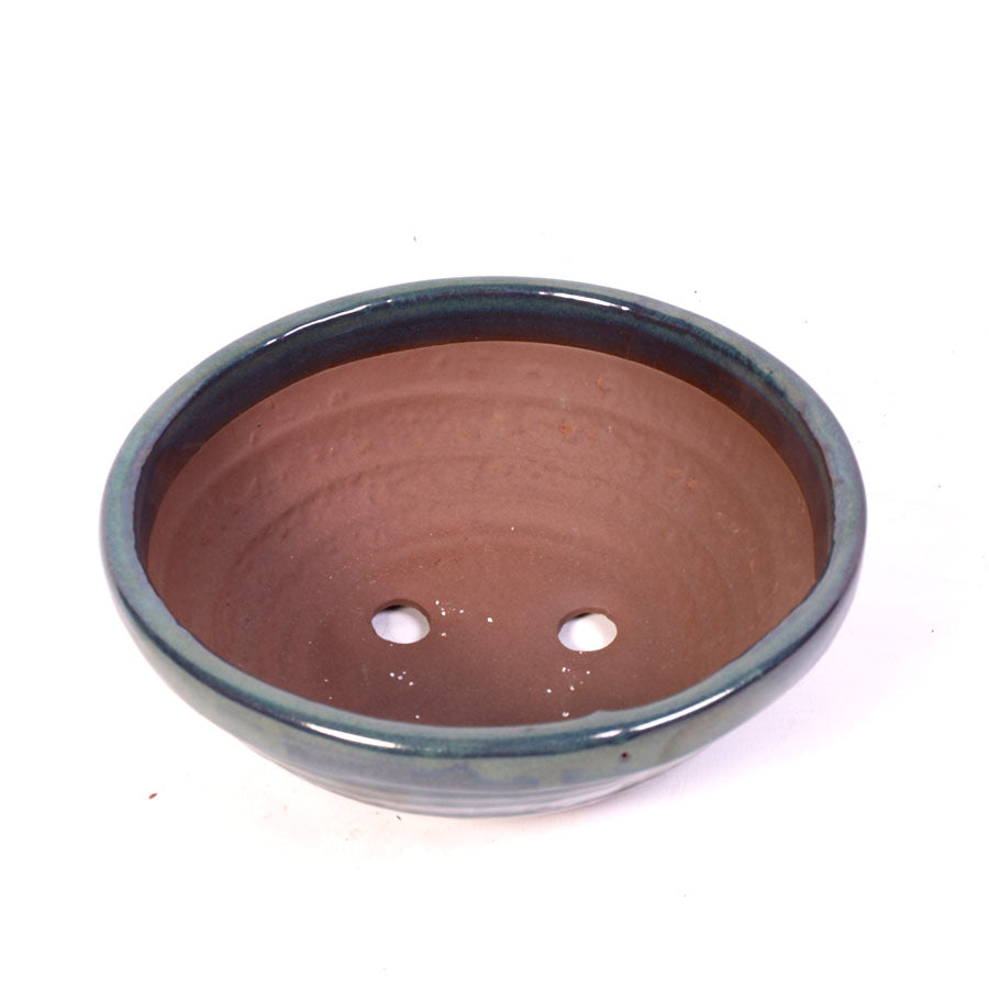 Runde Bonsaischale grün 20cm, raue Außenwand