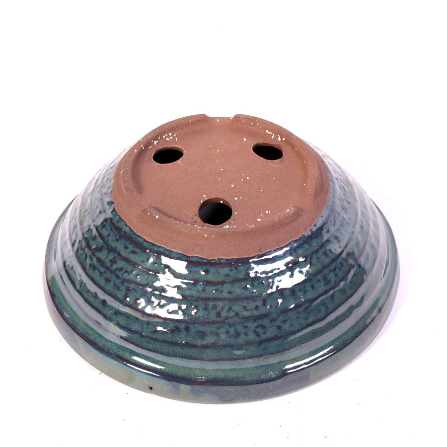Pot à bonsaï rond vert 20 cm, paroi extérieure brute