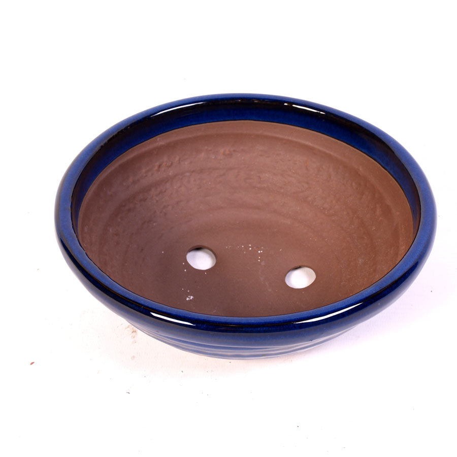 Runder Bonsaitopf dunkelblau 20cm