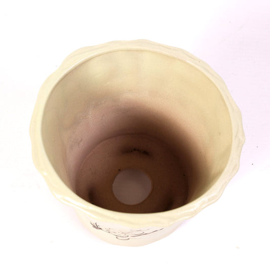 Pot à bonsaï vert en forme de vase avec motif