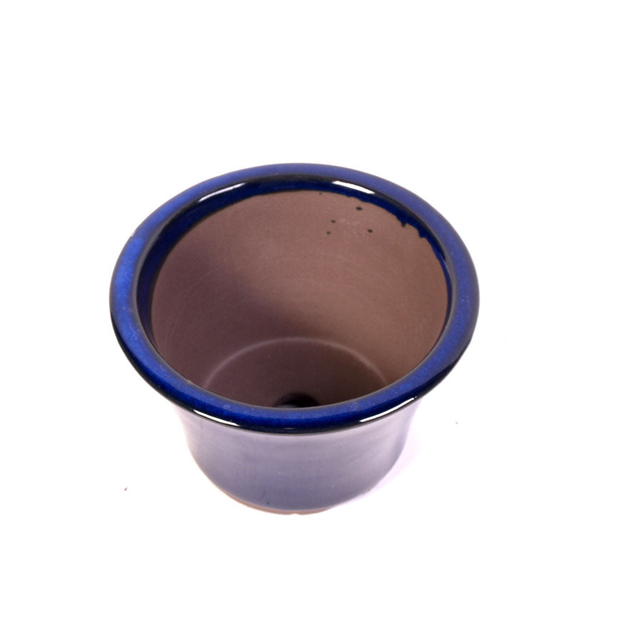 Bonsaischale blau rund außen Klapprand 12,5cm