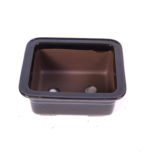 Pot à bonsaï bleu foncé rectangulaire avec rebord extérieur 19 cm