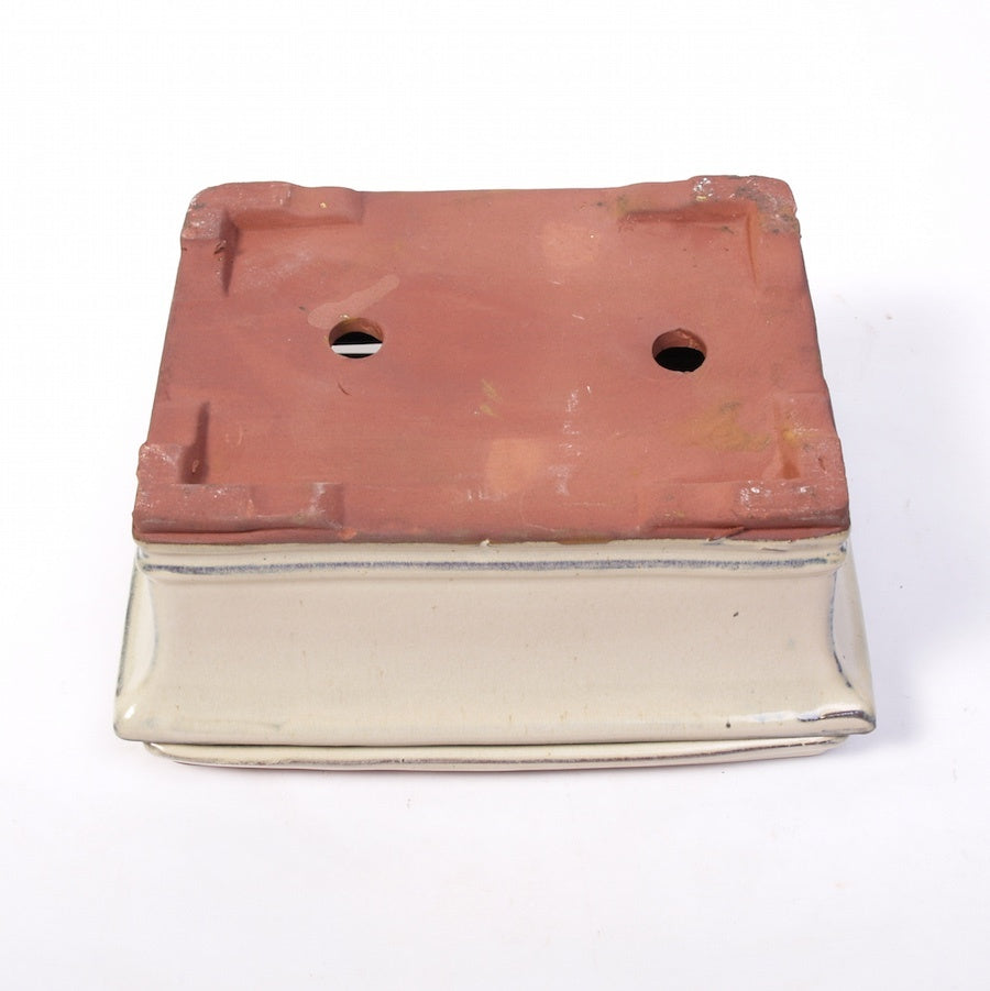 Ensemble de pots rectangulaires crème avec soucoupe 30 cm