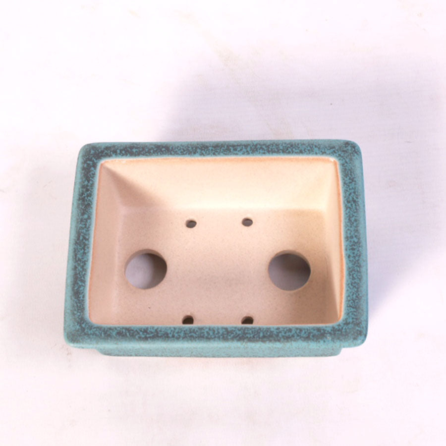 Bonsaischale rechteckig, außen klappbarer Rand, grün, 14,5 cm