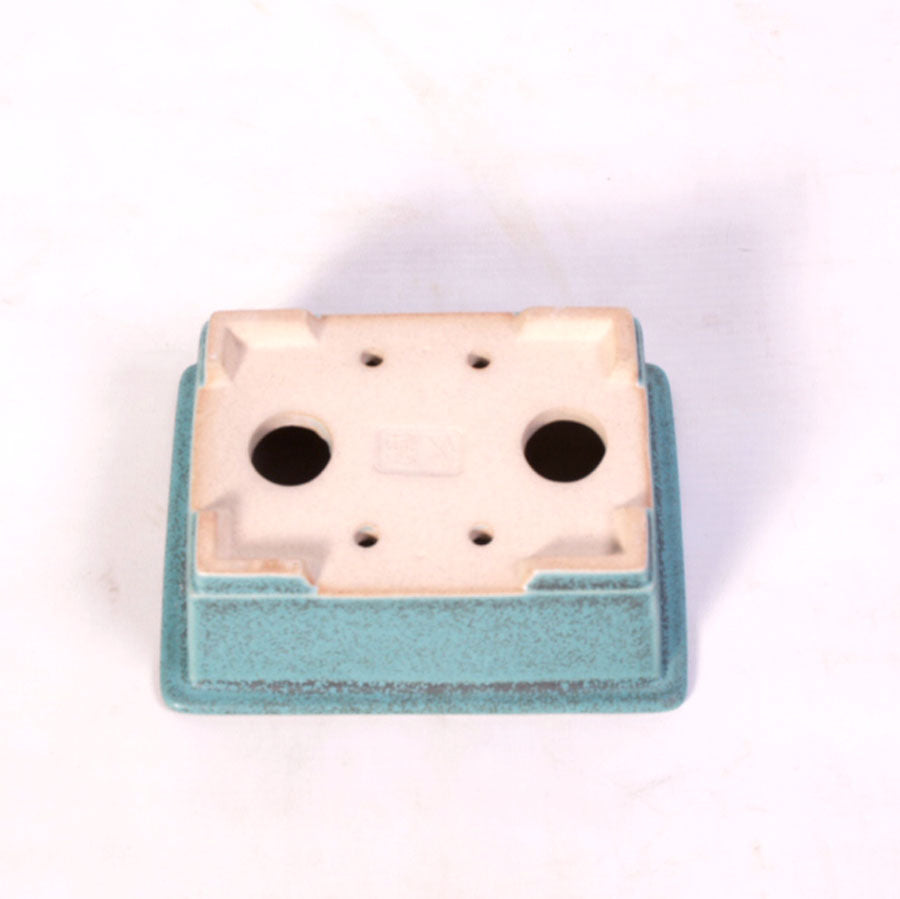 Bac à bonsaï rectangulaire à rebord extérieur, vert 14,5 cm