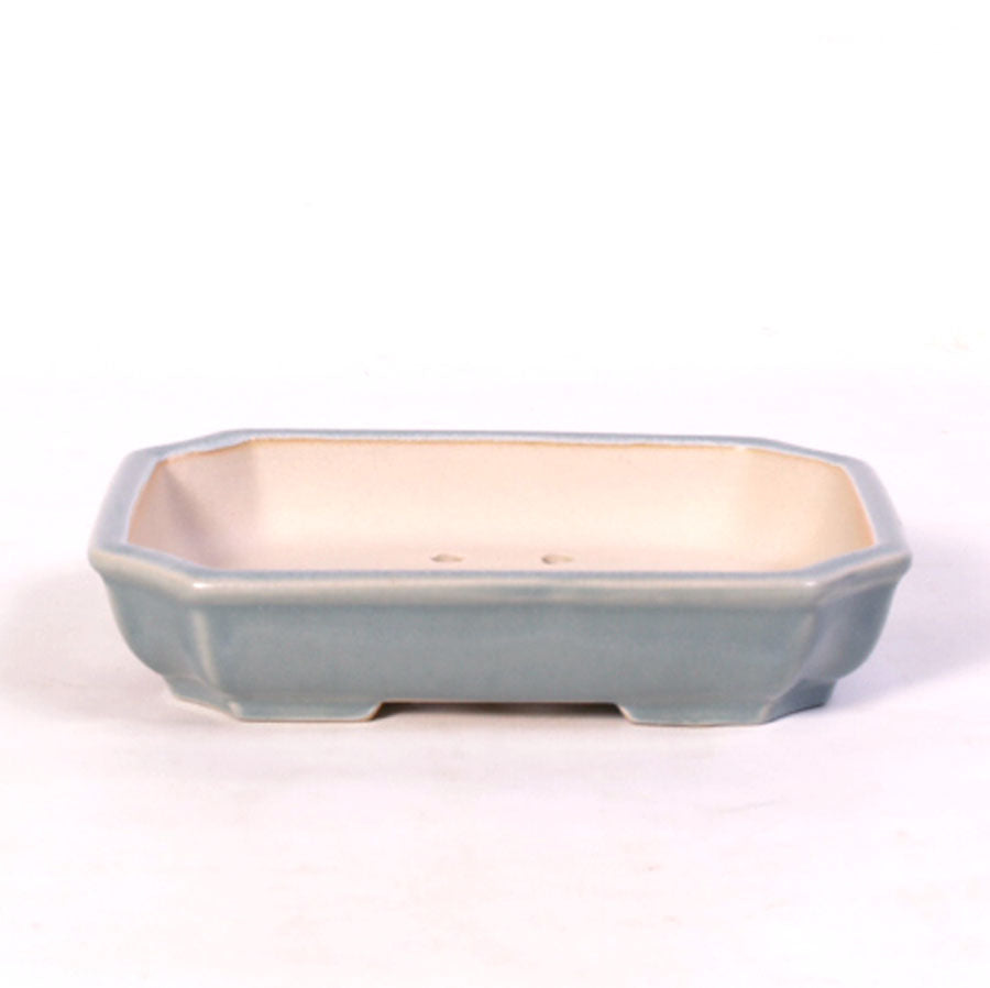 Bonsaischale rechteckig Kerbe, hellblau-grau 17cm