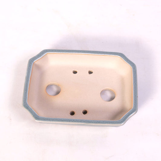 Pot à bonsaï rectangulaire avec encoche, bleu clair-gris 17 cm