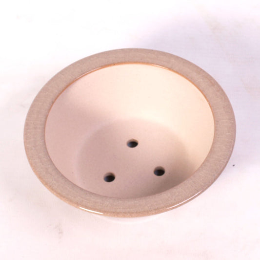 Bac à bonsaï rond à rebord extérieur, couleur sable 13,5 cm