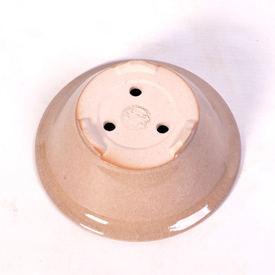 Bac à bonsaï rond à rebord extérieur, couleur sable 13,5 cm