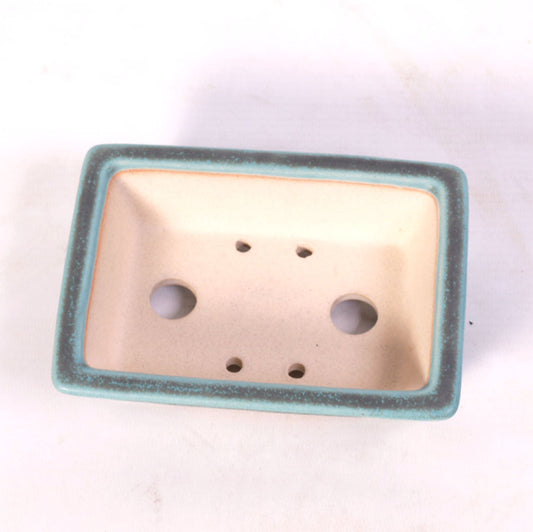 Pot à bonsaï rectangulaire bas, vert 14 cm