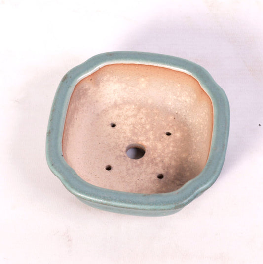 Pot à bonsaï carré bas, vert 11 cm