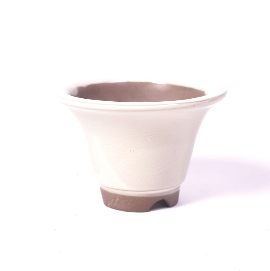 Bonsai bowl cream round vase-shaped 12cm