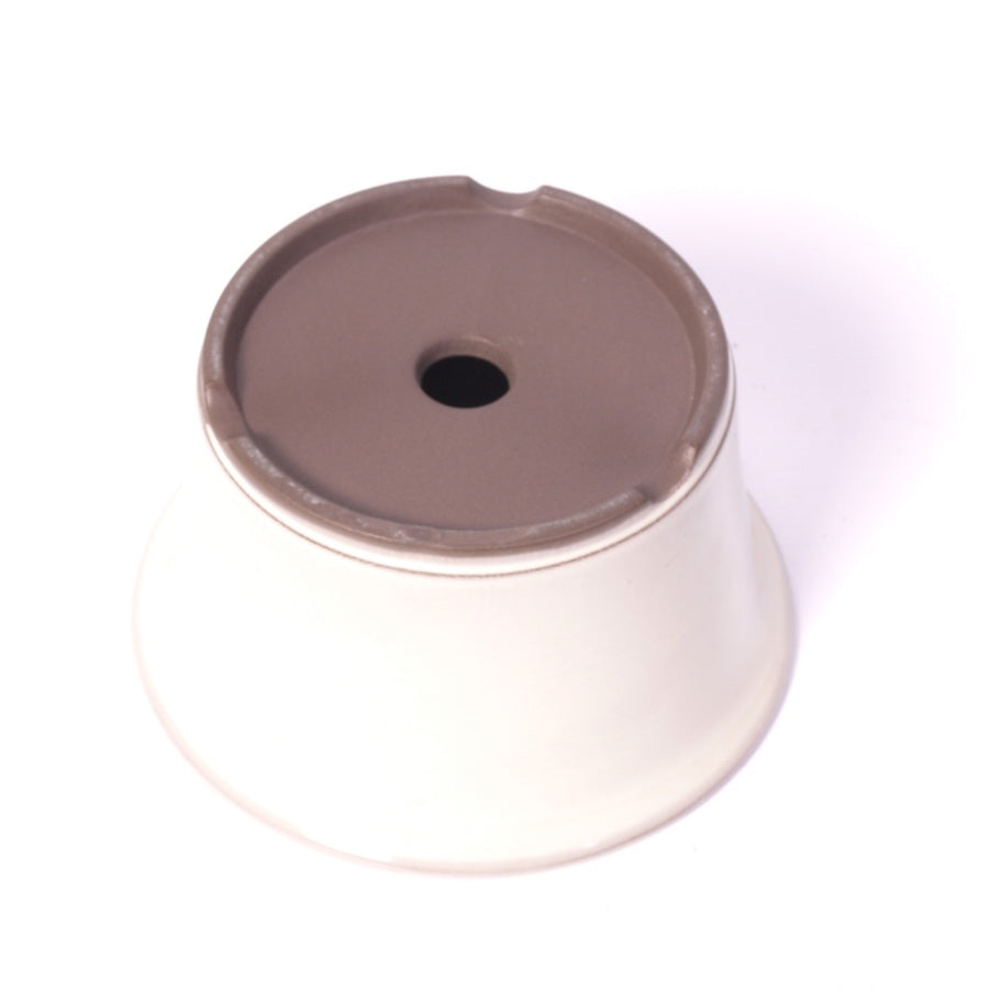 Pot à bonsaï crème rond 16,5 cm