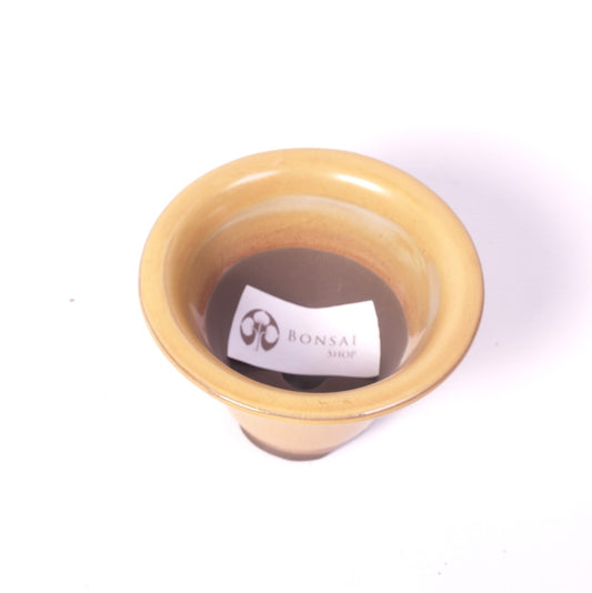 Pot à bonsaï rond jaune en forme de vase 12 cm