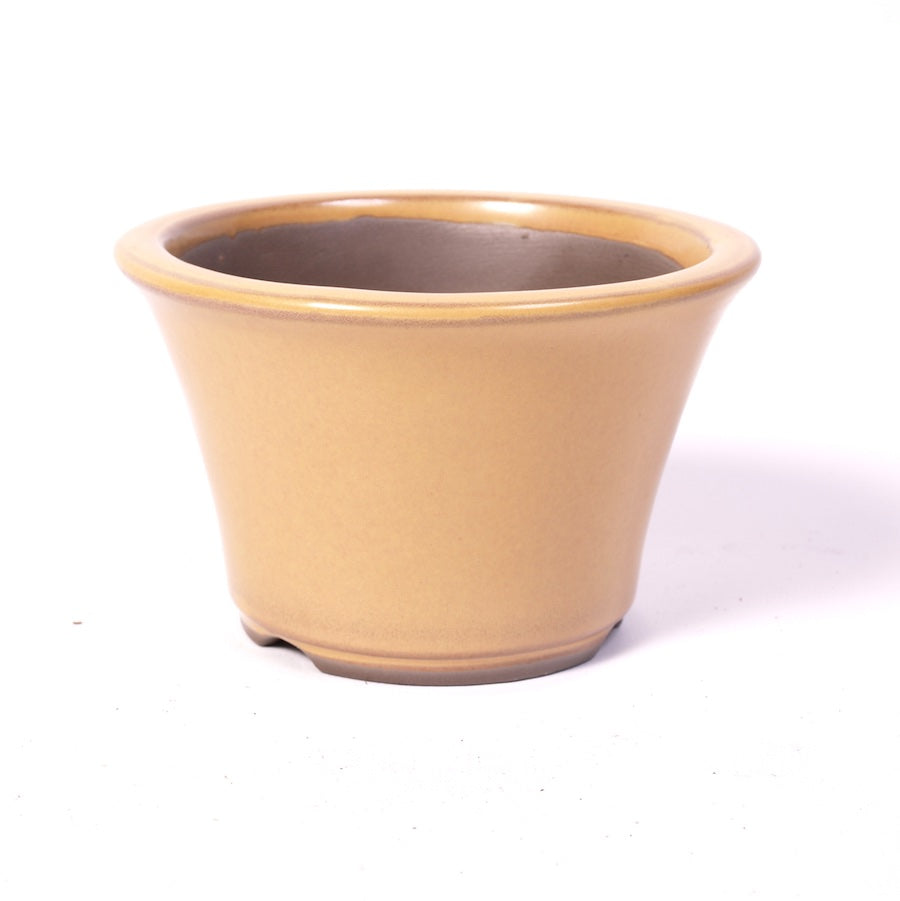 Bonsai bowl yellow round 12.5cm