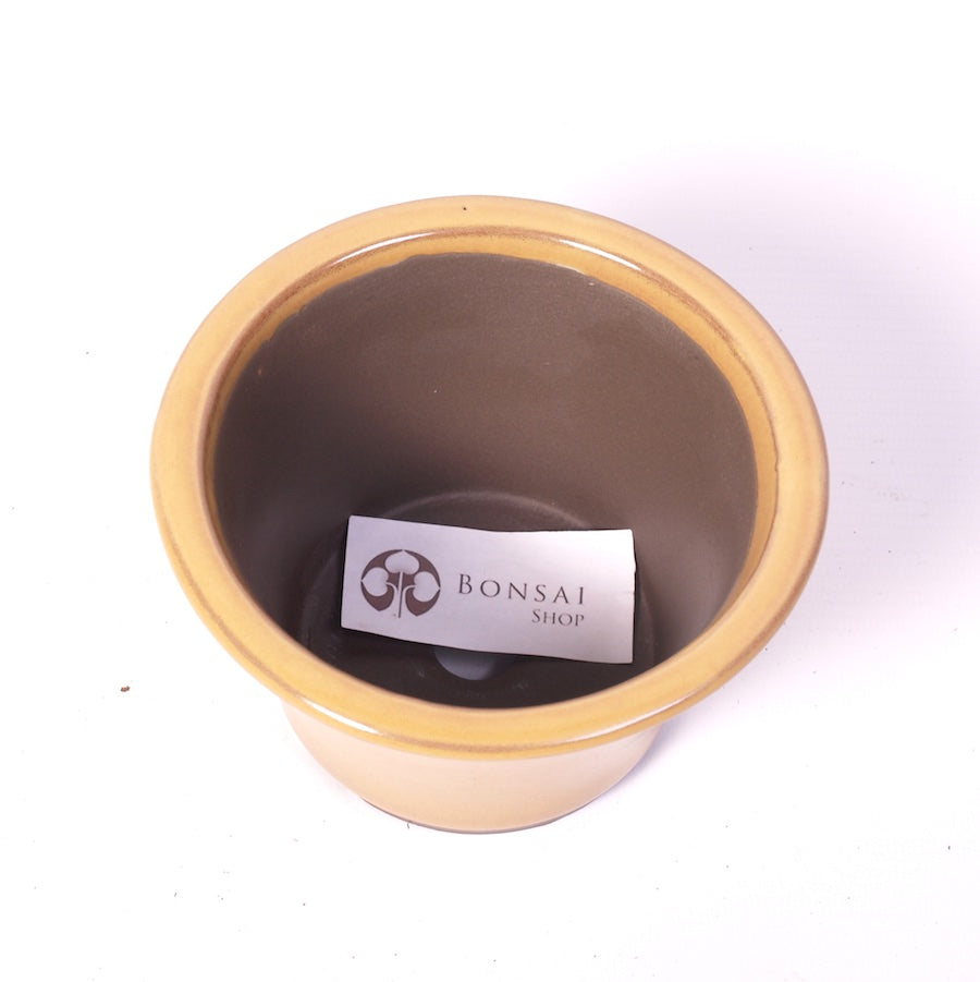 Bonsai bowl yellow round 12.5cm