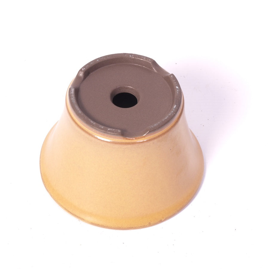 Bonsai bowl yellow round 12.5cm
