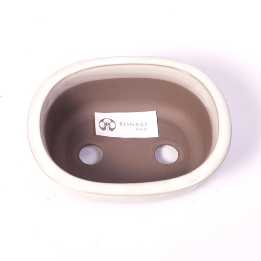 Pot à bonsaï ovale crème 18 cm