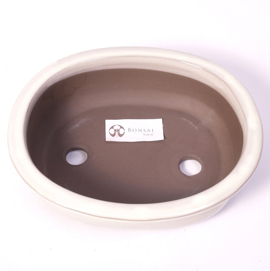 Bac à bonsaï crème ovale 24 cm