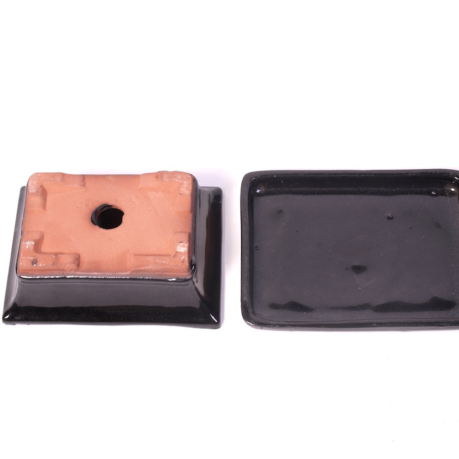 Ensemble de pots rectangulaires noir 14 cm