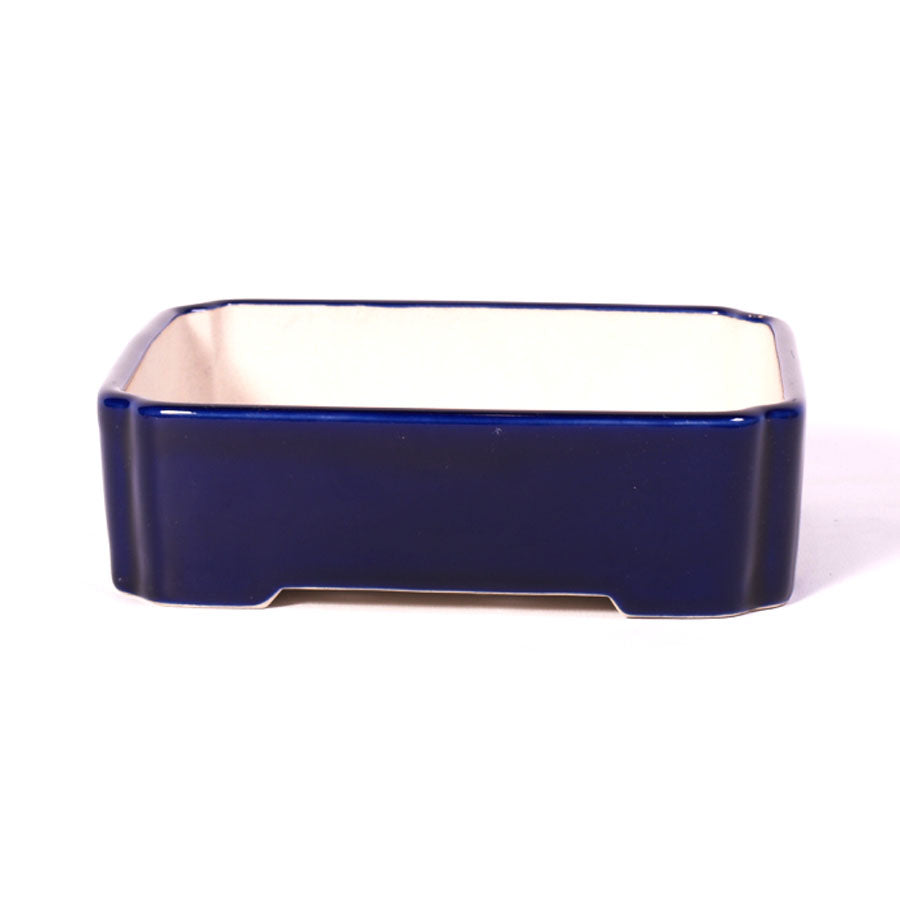 Bonsaischale rechteckig blau mit gefalteten Ecken 18 cm