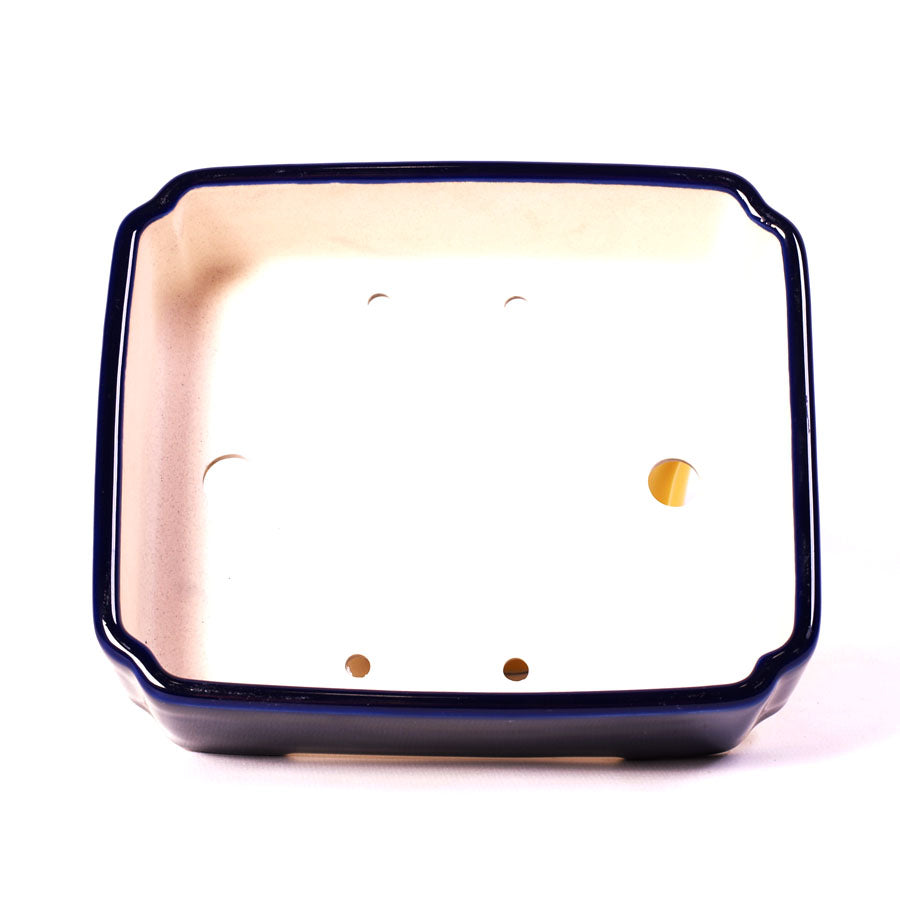 Bonsaischale rechteckig blau mit gefalteten Ecken 18 cm