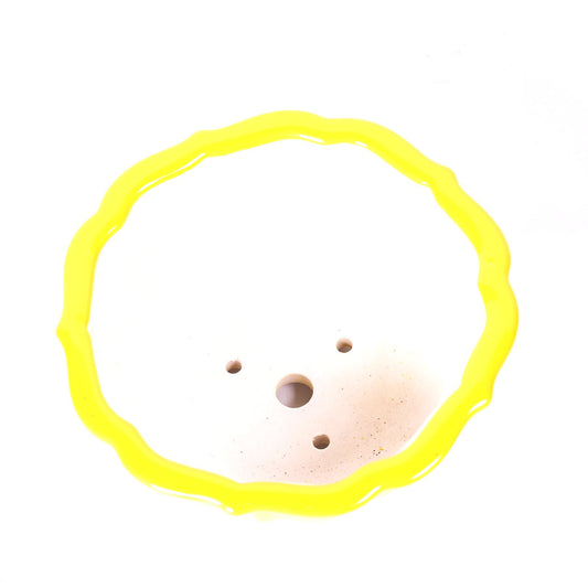 Pot à bonsaï mi-haut avec bord festonné jaune 15 cm