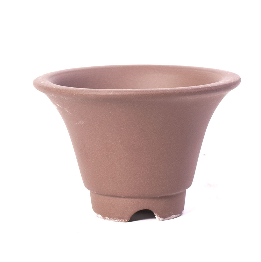 Bonsaischale vasenförmig unglasiert braun 12 cm