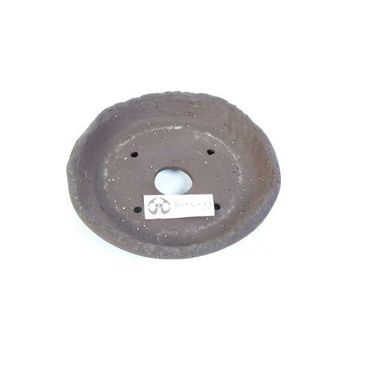 Pot à bonsaï rond brun à finition brute 19 cm